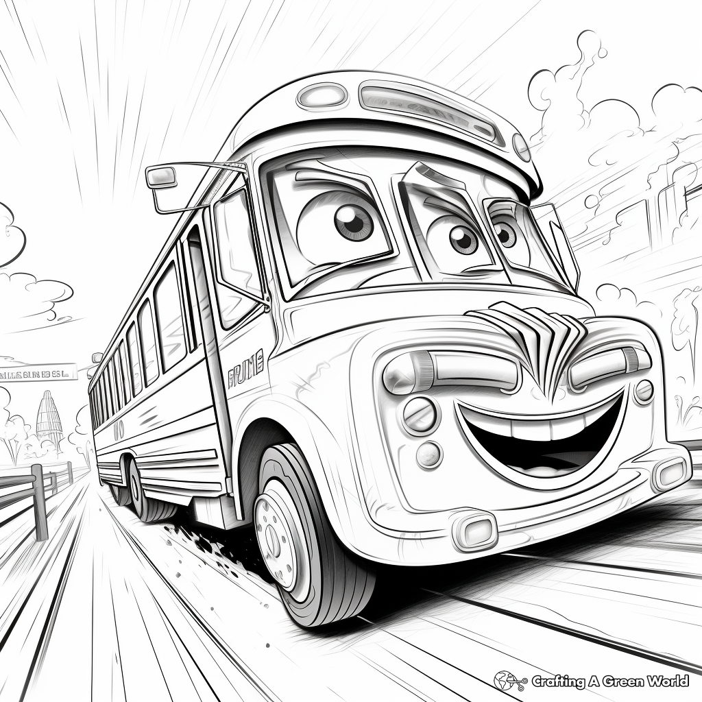 Action-Packed Racing Bus Coloring Pages 2