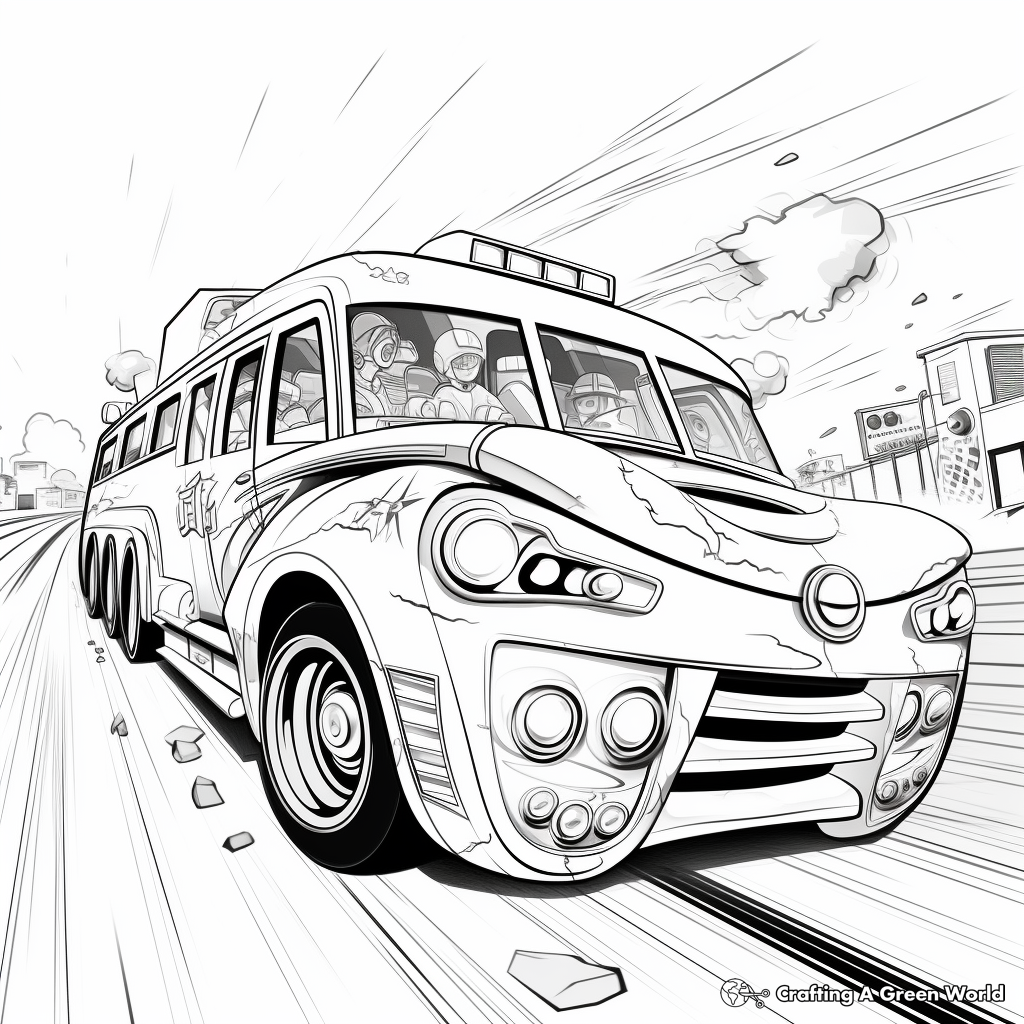 Action-Packed Racing Bus Coloring Pages 3