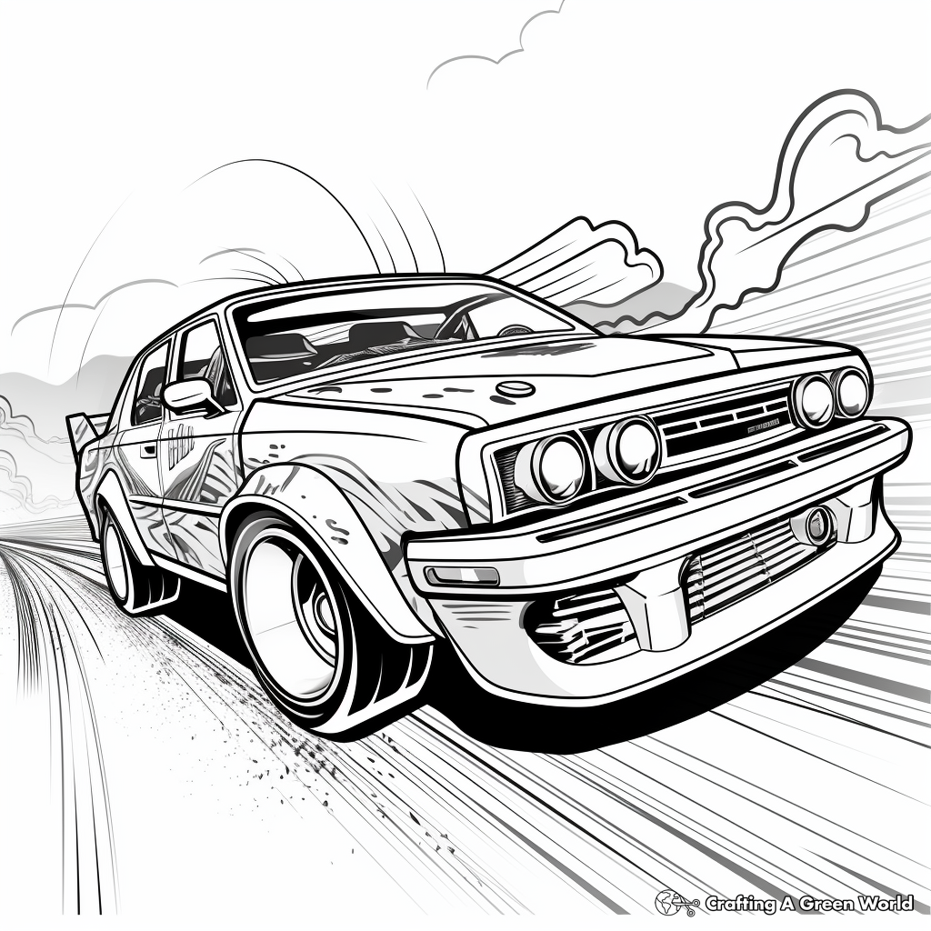 Action-Packed Rally Car Coloring Pages 2