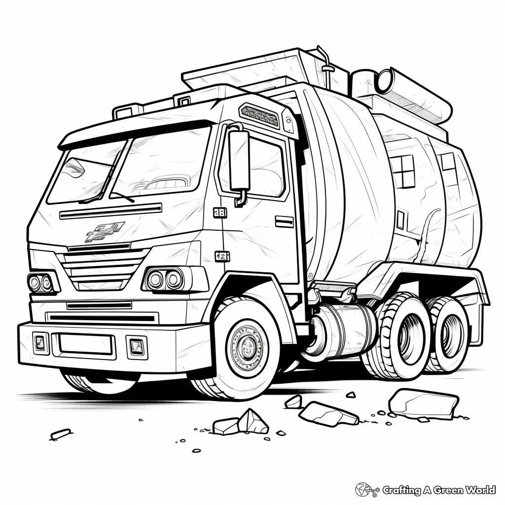 Action-Packed Recycling Garbage Truck Coloring Pages 4
