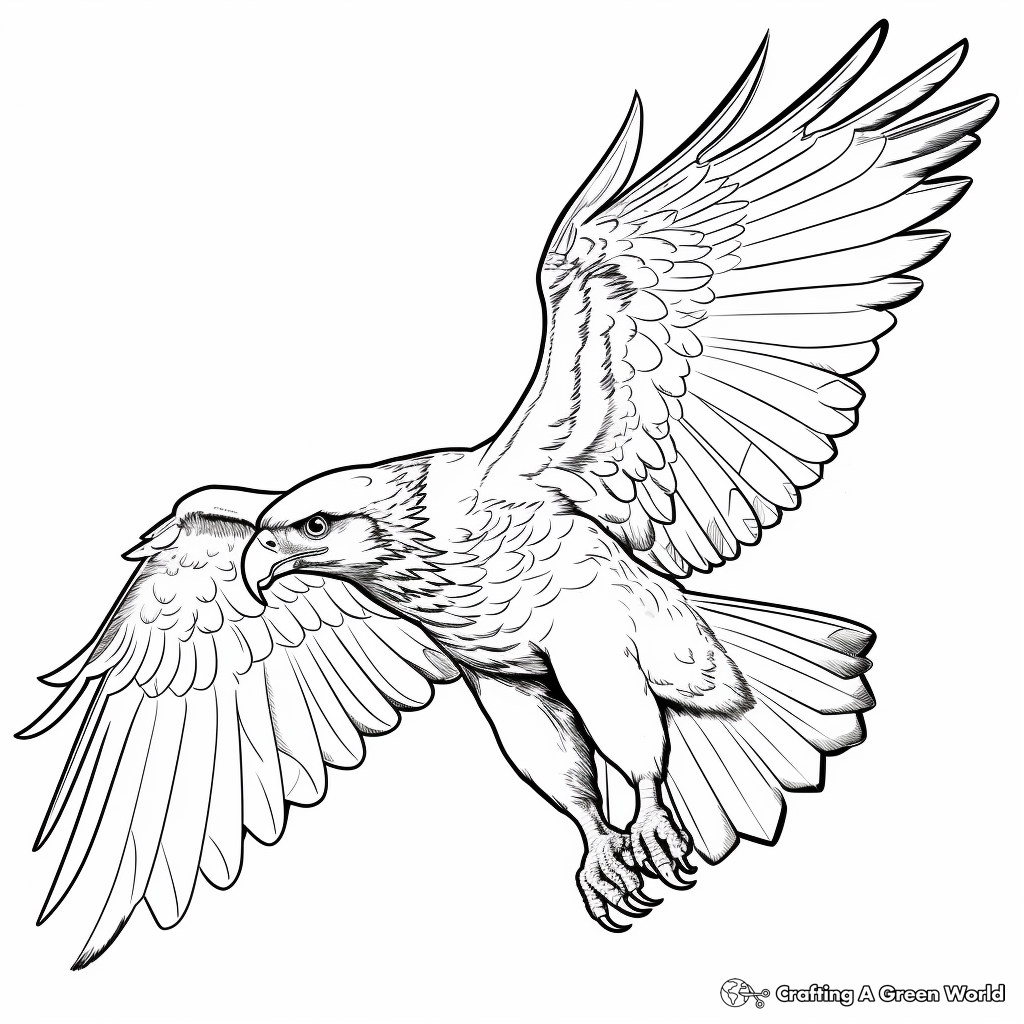 Action-Packed Red Tailed Hawk Diving Coloring Pages 4