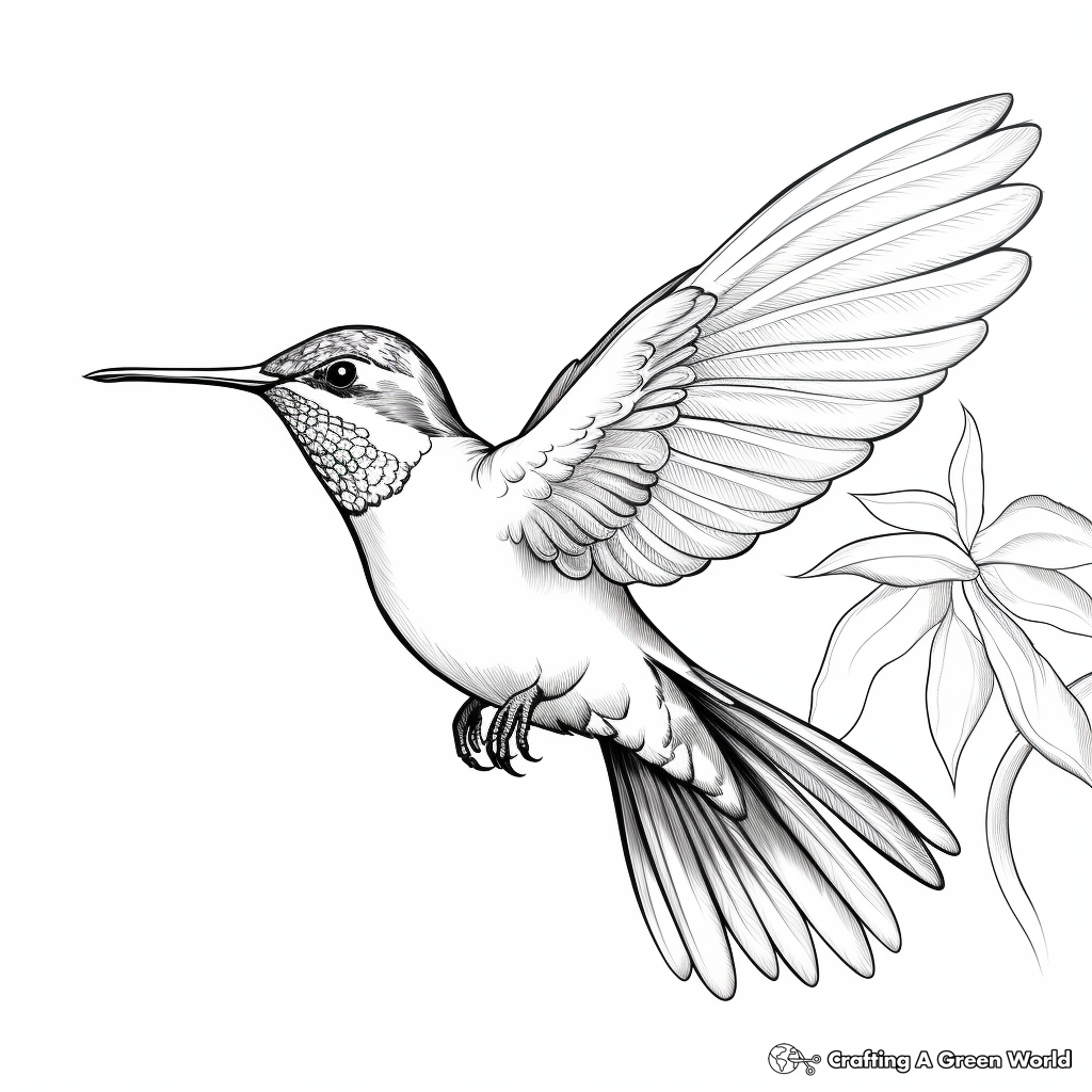 Action-Packed Rufous Hummingbird Coloring Pages 2