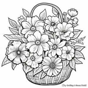 Action-Packed Spring Flower Basket Coloring Pages 4
