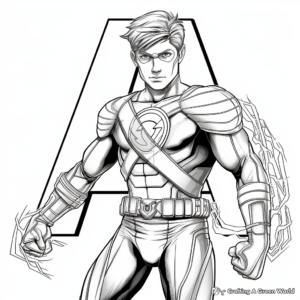 Action-Packed Superhero Alphabet Coloring Pages 4