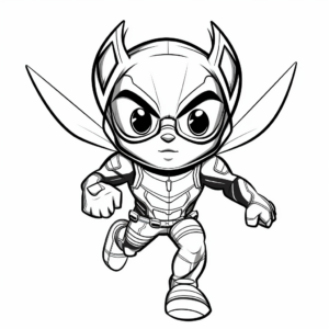 Action-Packed Superhero Cat Bee Coloring Pages 2