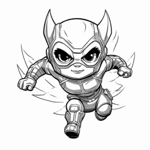 Action-Packed Superhero Cat Bee Coloring Pages 3