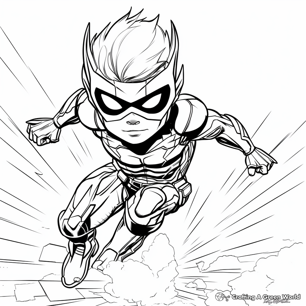 Action-packed Superhero Cat Kid Coloring Pages 3