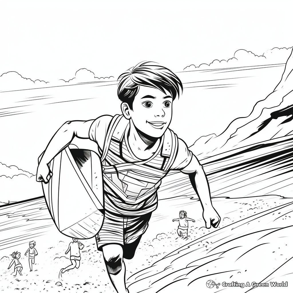 Action-Packed Surfing Beach Coloring Pages 1