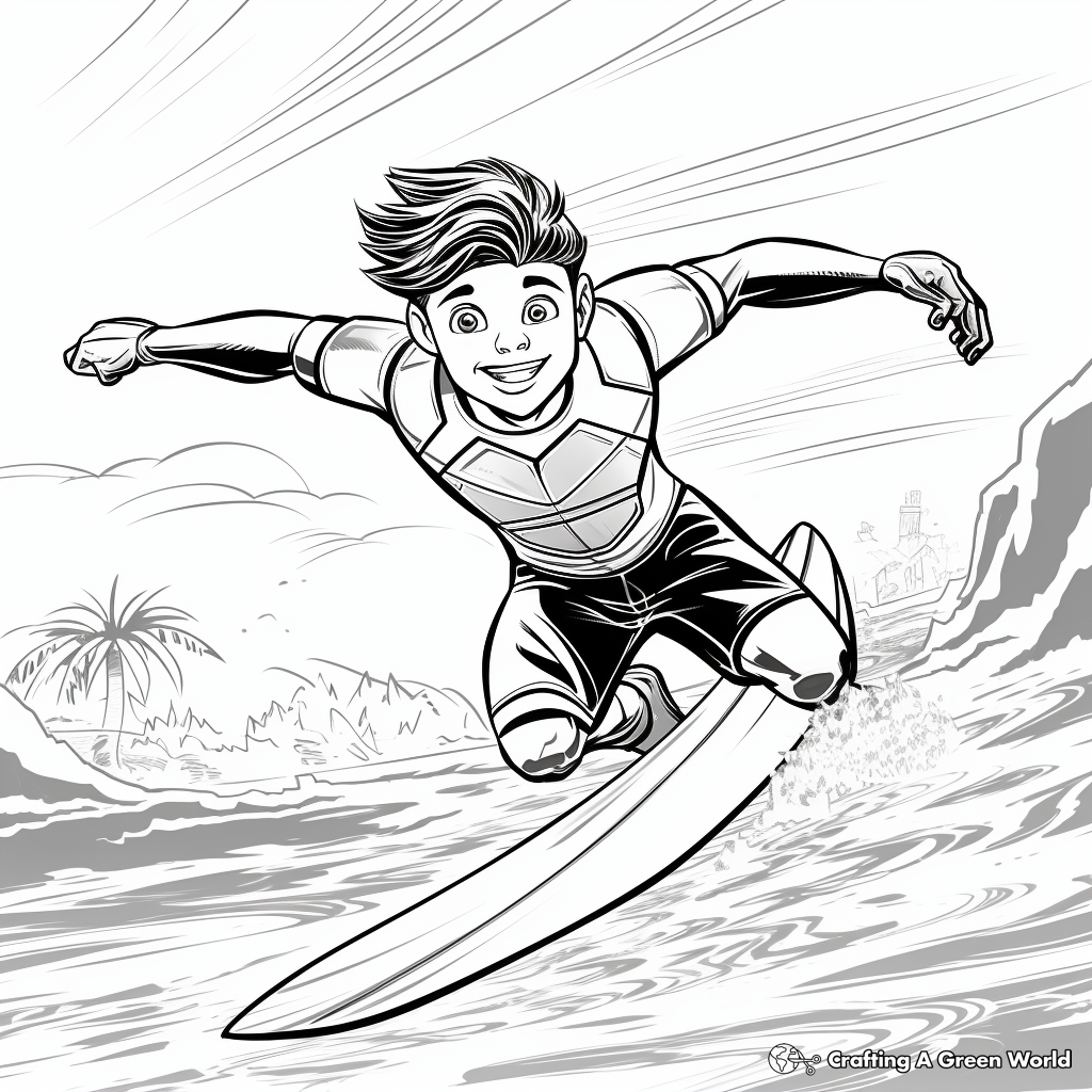 Action-Packed Surfing Beach Coloring Pages 3