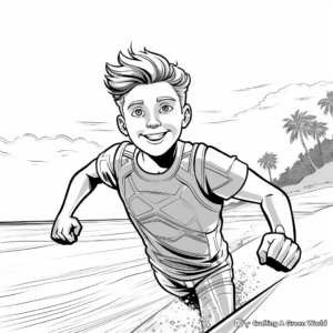 Action-Packed Surfing Beach Coloring Pages 4