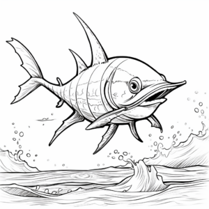 Action-Packed Swordfish Chasing Prey Coloring Pages 1