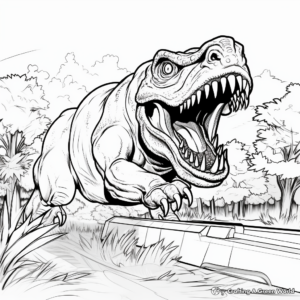 Action-Packed T Rex Hunting Scene Coloring Pages 4