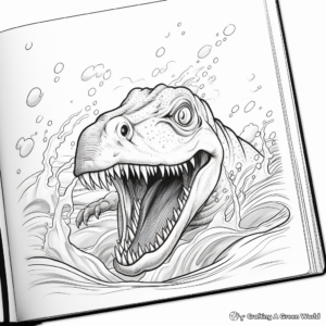 Action-Packed T-Rex in Water Coloring Pages 3