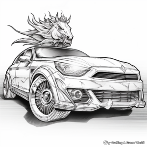 Action-Packed Unicorn Car Coloring Pages 2