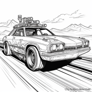 Action-Packed Unicorn Car Coloring Pages 3