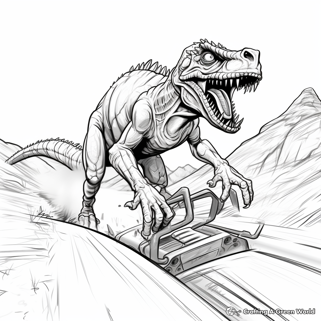 Action-Packed Velociraptor Chase Coloring Pages 1