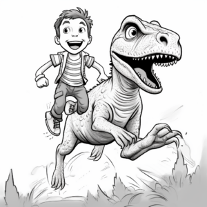 Action-Packed Velociraptor Chase Coloring Pages 3