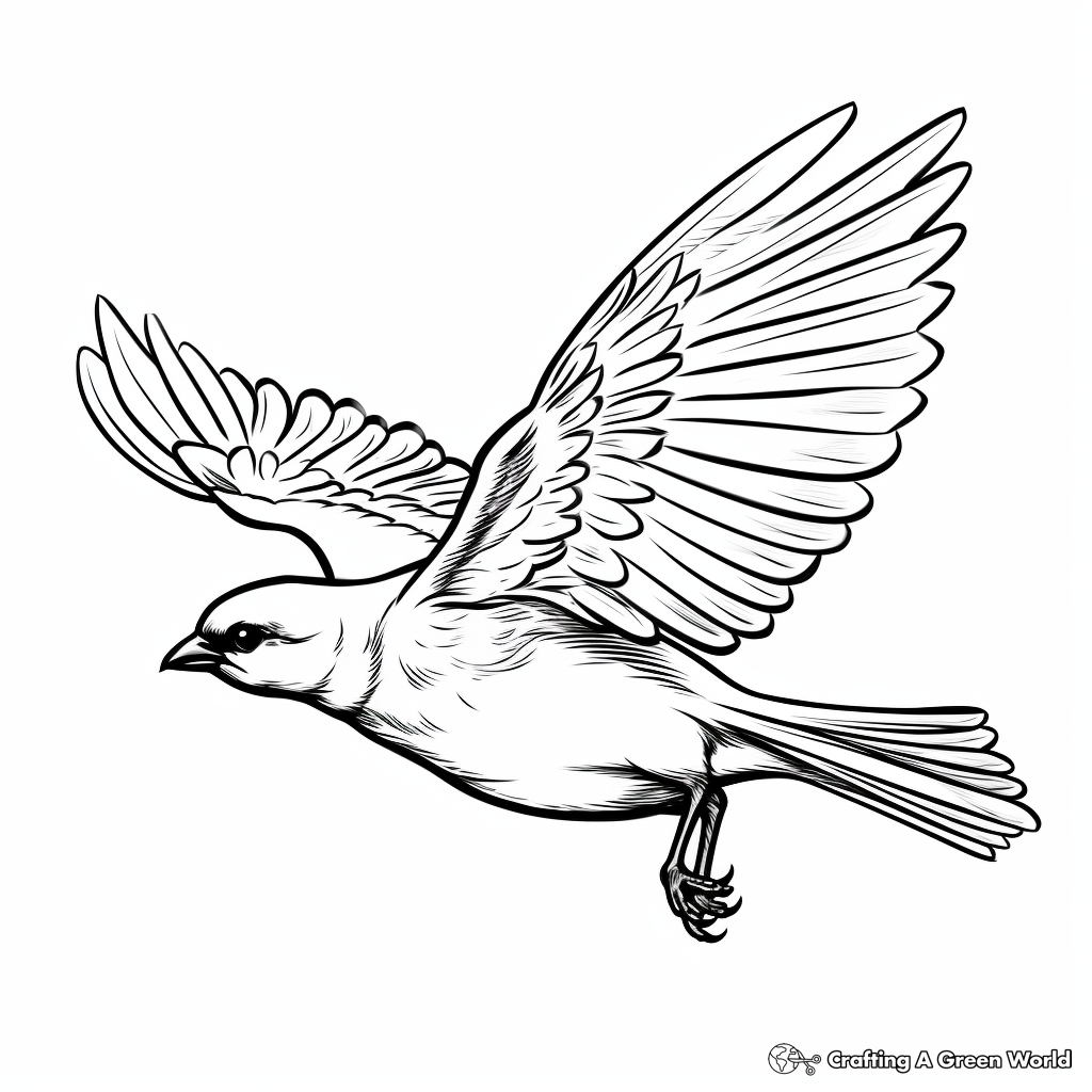 Active Flight Sparrow Coloring Pages 1