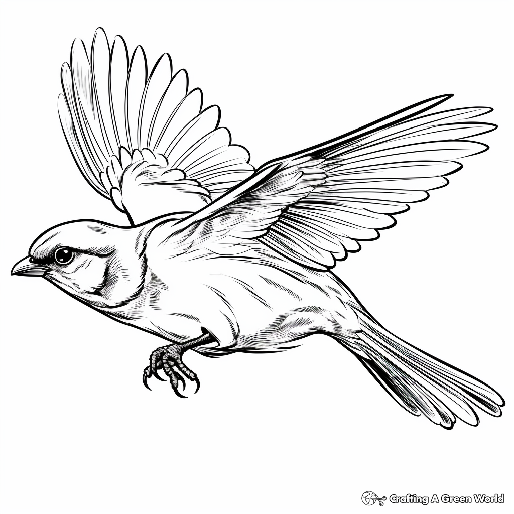 Active Flight Sparrow Coloring Pages 3