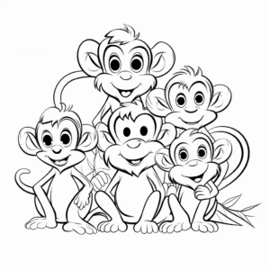 Active Monkey Family Coloring Pages 2