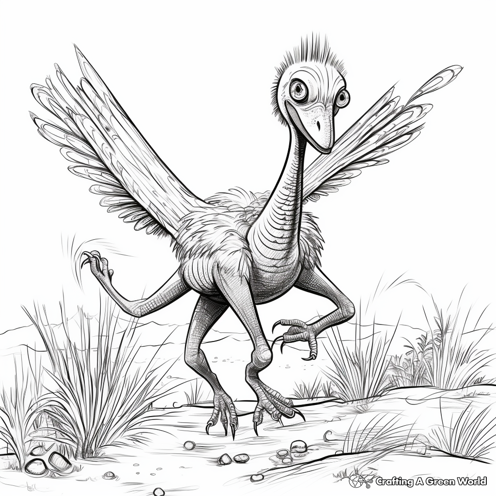 Active Pyroraptor in Action Coloring Pages 2