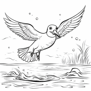 Active Seagull Diving for Food Coloring Pages 2
