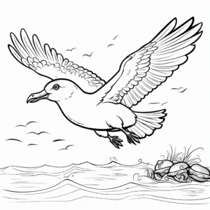 Active Seagull Diving for Food Coloring Pages 4