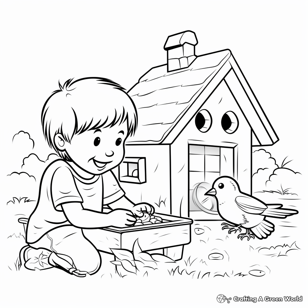 Activity at the Bird Shelter Coloring Pages 2