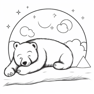 Activity-Based Sleeping Bear and Moon Coloring Pages 1