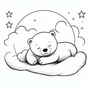 Activity-Based Sleeping Bear and Moon Coloring Pages 3