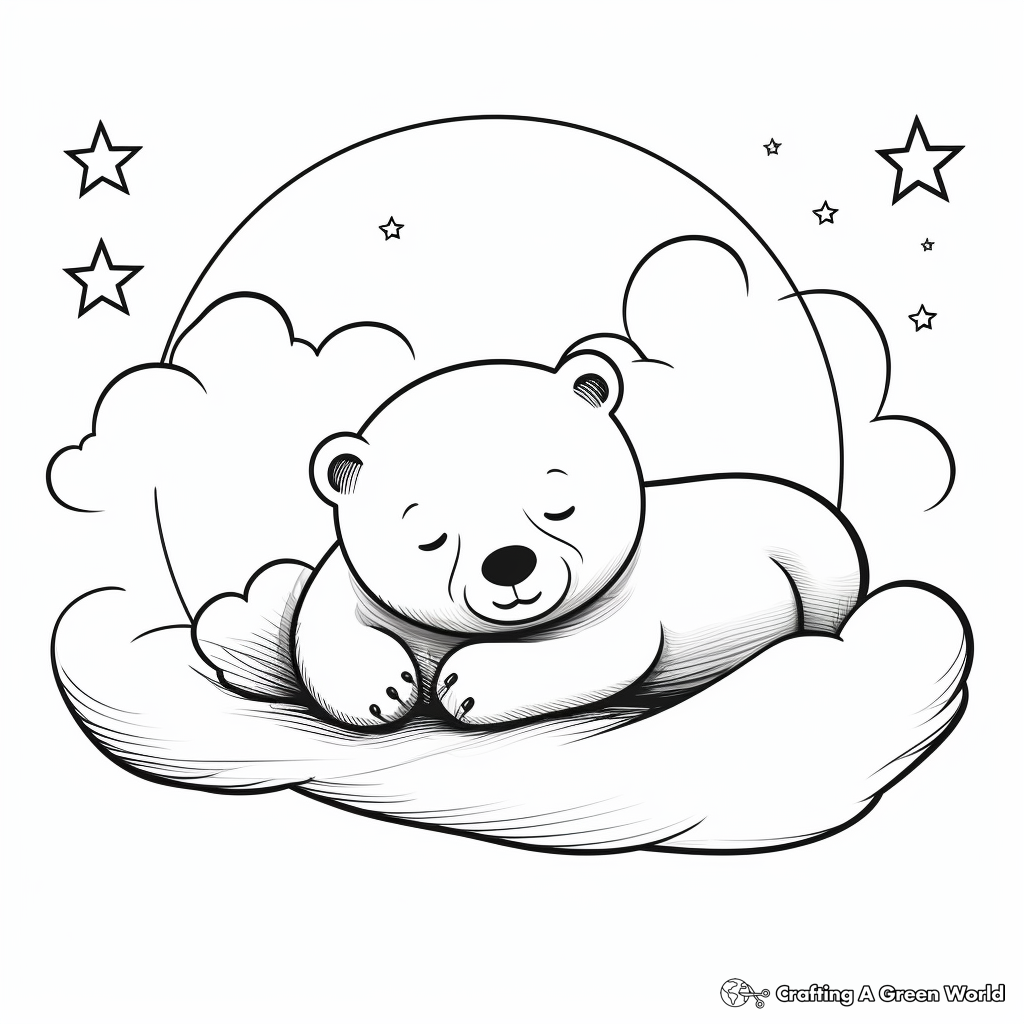 Activity-Based Sleeping Bear and Moon Coloring Pages 3