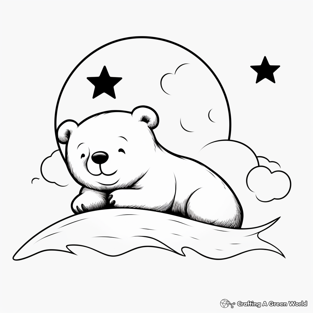 Activity-Based Sleeping Bear and Moon Coloring Pages 4