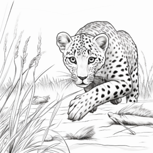 Activity-Friendly Cheetah Catching Prey Coloring Pages 1