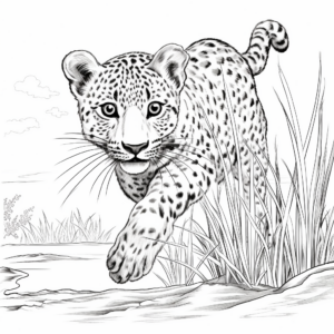 Activity-Friendly Cheetah Catching Prey Coloring Pages 2