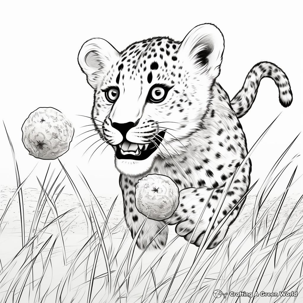 Activity-Friendly Cheetah Catching Prey Coloring Pages 4