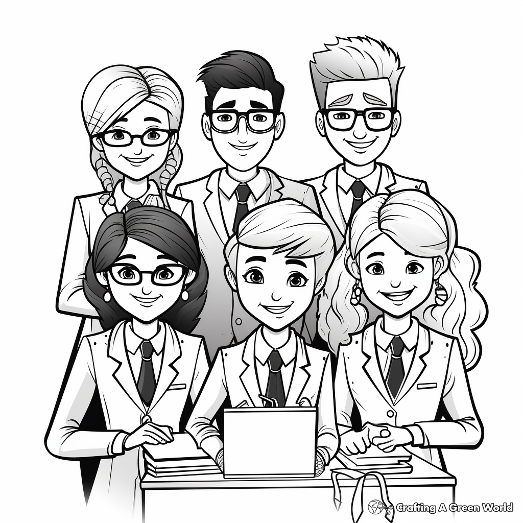 Administrative Professionals with Colleagues Coloring Pages 1