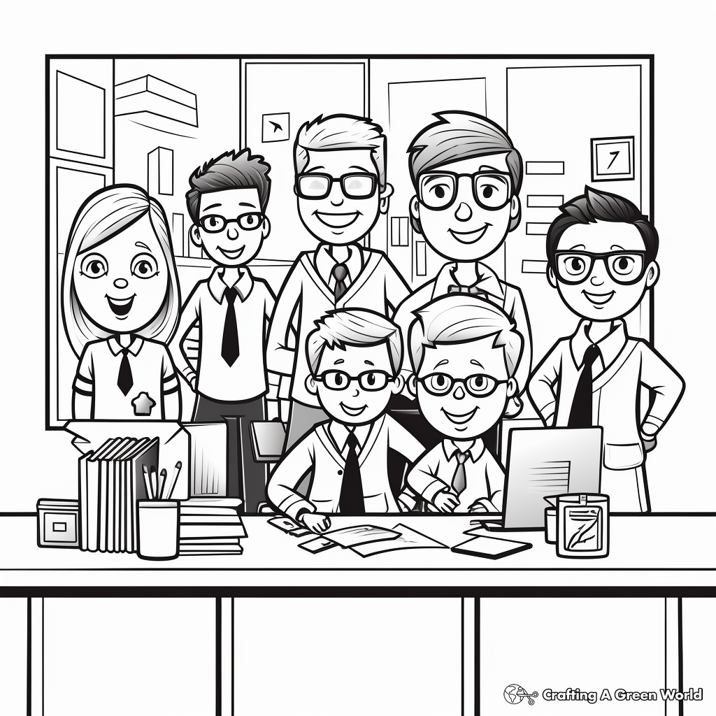 Administrative Professionals with Colleagues Coloring Pages 2