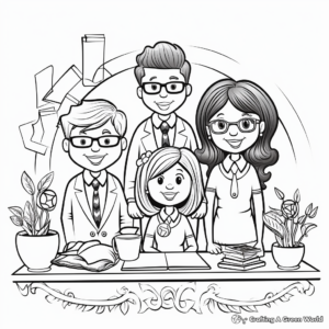 Administrative Professionals with Colleagues Coloring Pages 3