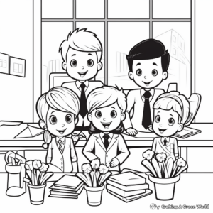 Administrative Professionals with Colleagues Coloring Pages 4