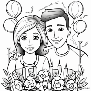 Adorable "Happy Anniversary Mom and Dad" Coloring Pages 1