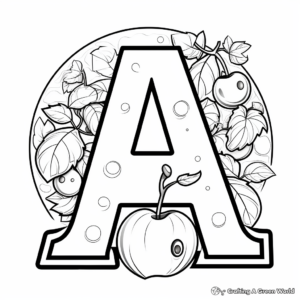 Adorable 'A' with Apple Coloring Pages 1