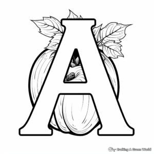 Adorable 'A' with Apple Coloring Pages 2