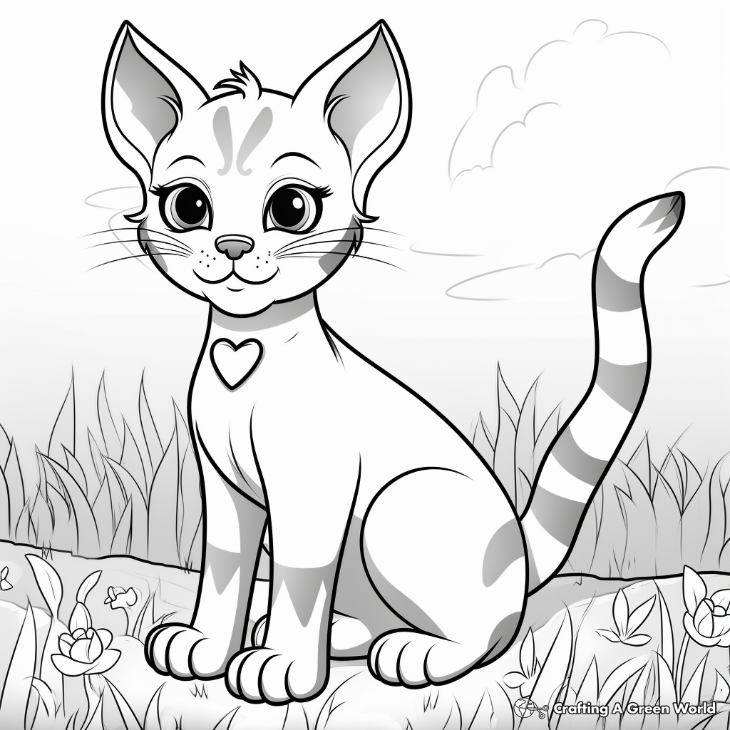 Adorable Abyssinian Cat Coloring Pages 1