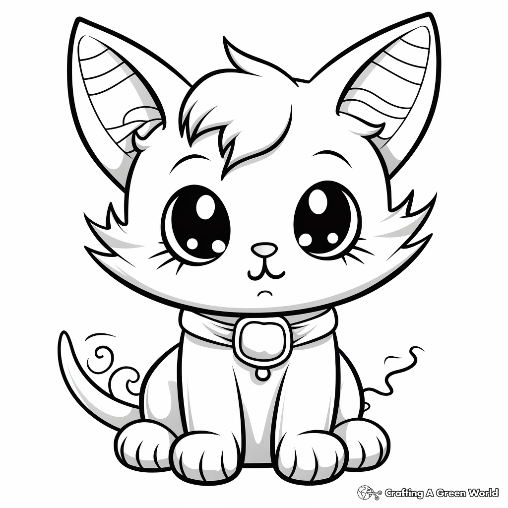 Adorable Angel Cat Coloring Pages 1