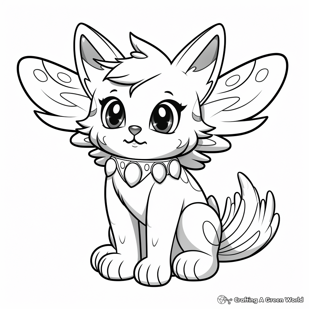 Adorable Angel Cat Coloring Pages 3