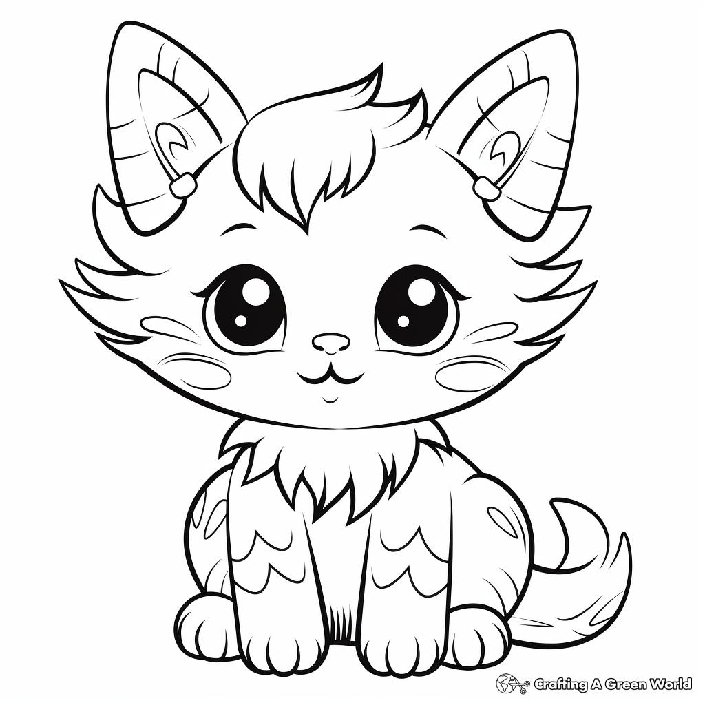 Adorable Angel Cat Coloring Pages 4