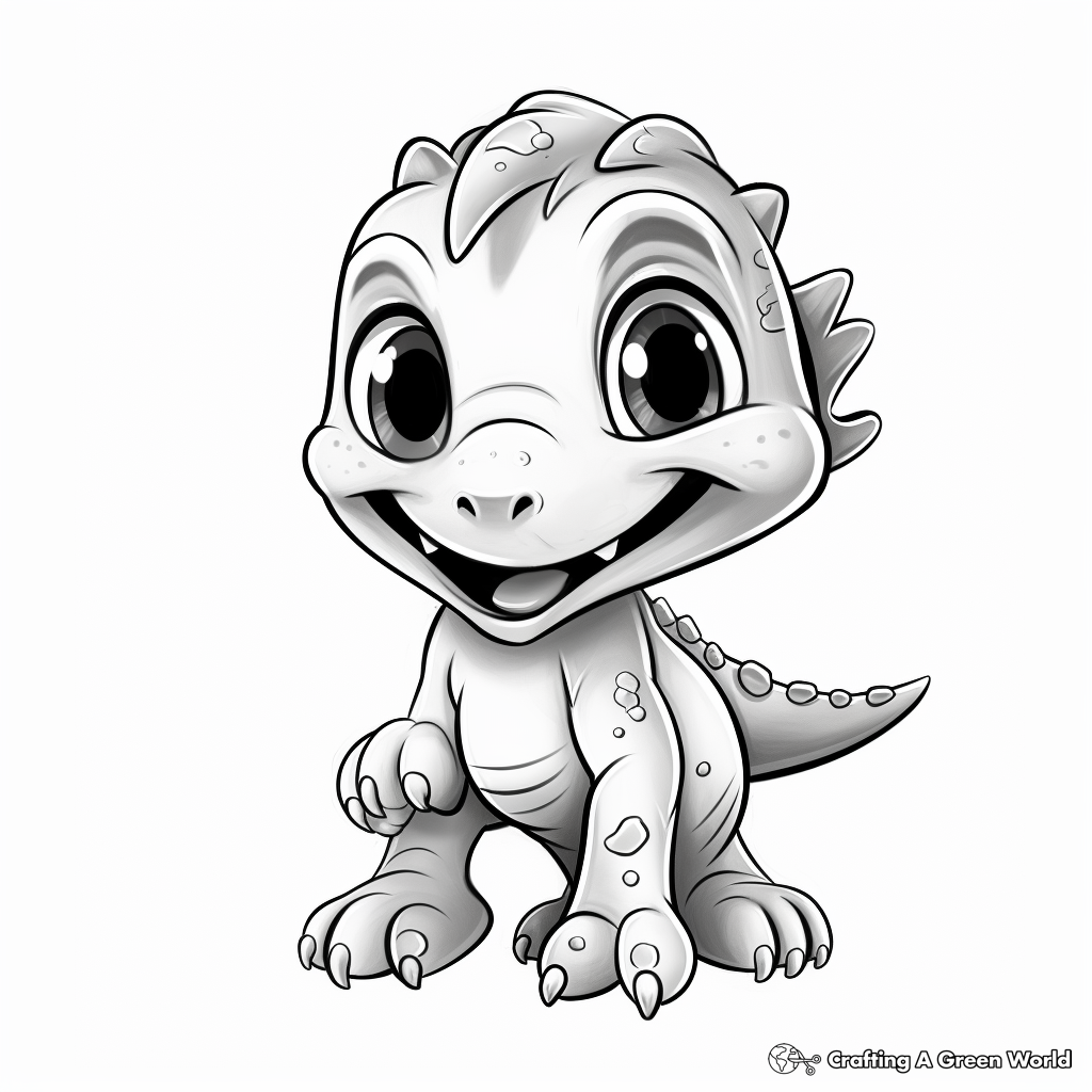 Adorable Animated Baby T Rex Coloring Sheets 2
