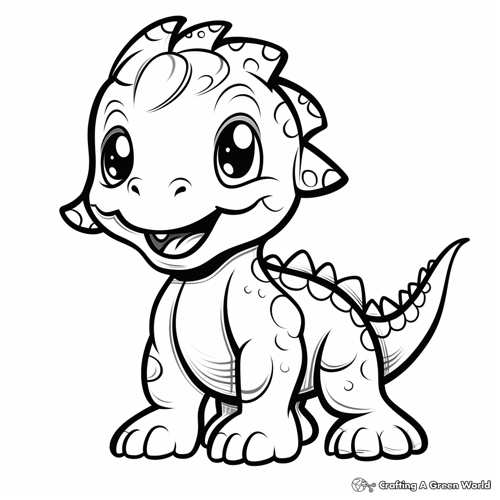 Adorable Animated Baby T Rex Coloring Sheets 3