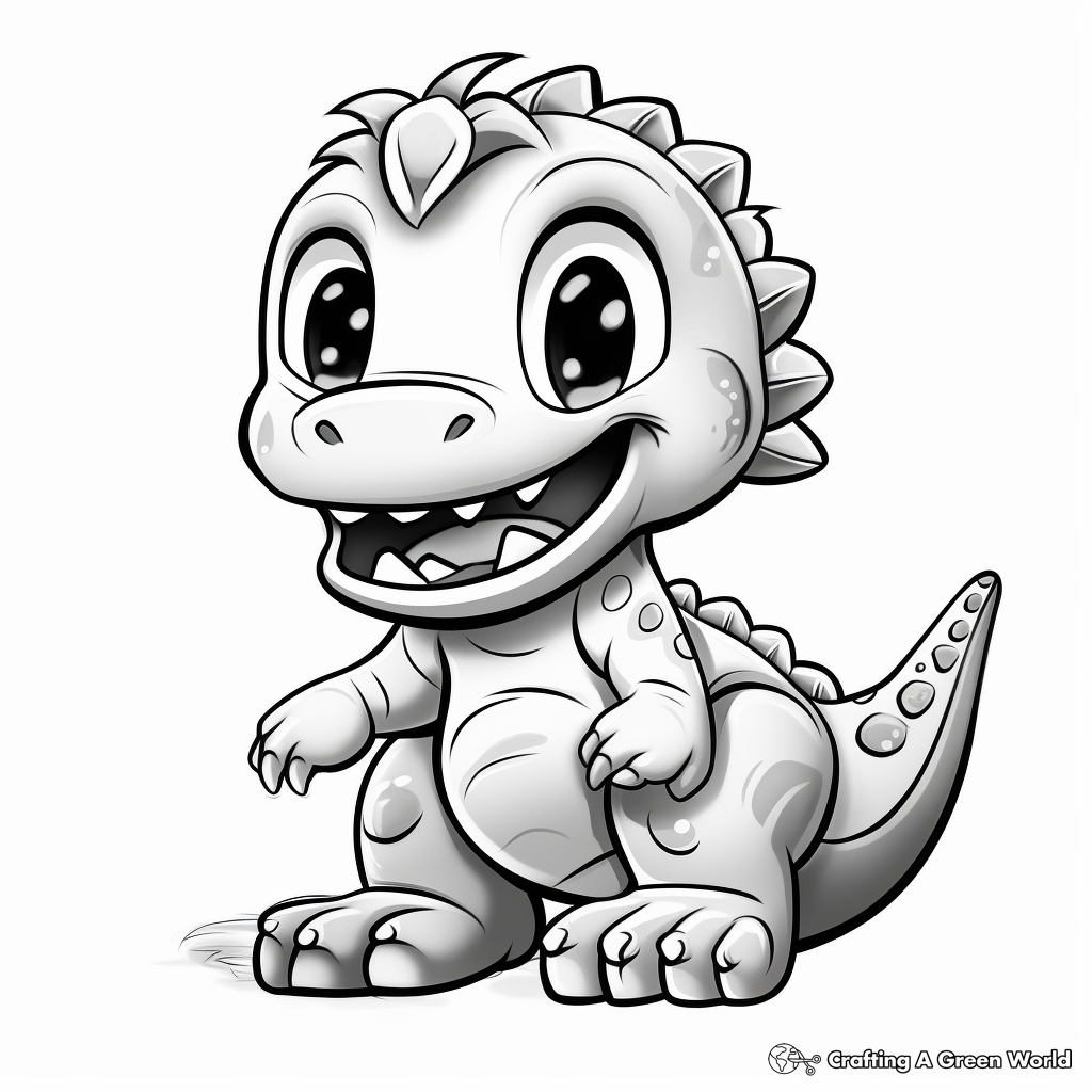 Adorable Animated Baby T Rex Coloring Sheets 4