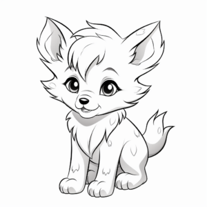 Adorable Anime Wolf Pup Coloring Pages 1